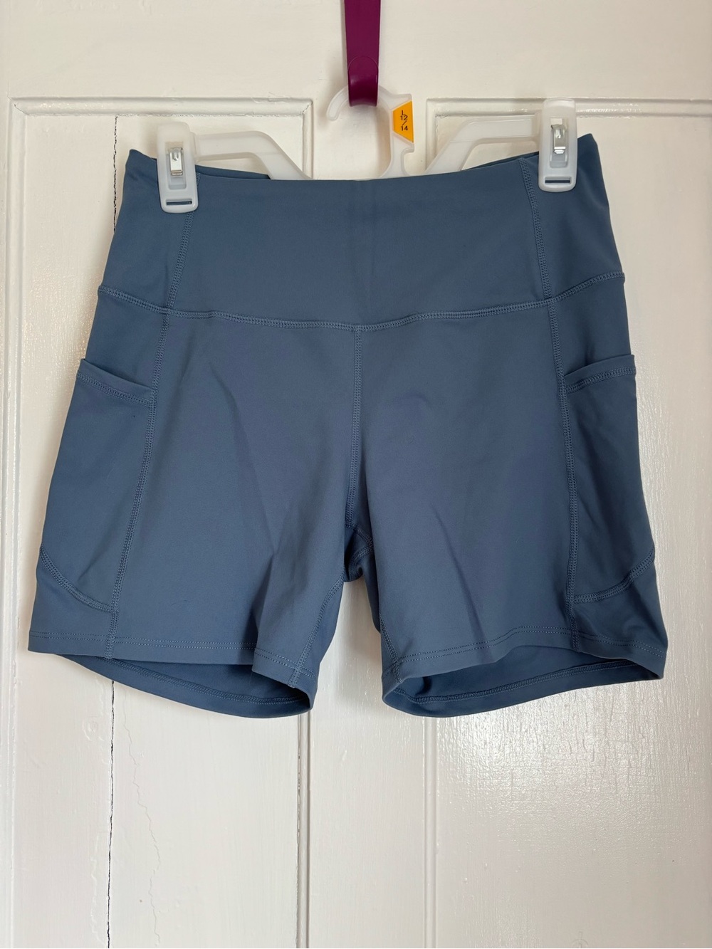 High-Waist Athletic Pocket Shorts in Slate Blue